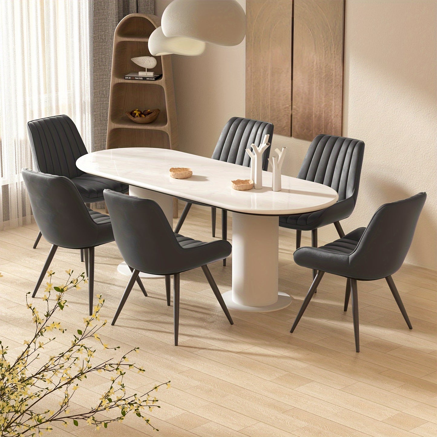 Set mit 4 Esszimmerstühlen, gepolsterte Küchenstühle, Wohnzimmern Stuhl mit Rückenlehne mit Sitzkissen Stoff Esszimmerstuhl mit Metallbeinen, 135kg Tragfähigkeit, Retro Esszimmerstuhl, Küchentisch und Stühle Set, Esszimmerstühle mit Armlehnen