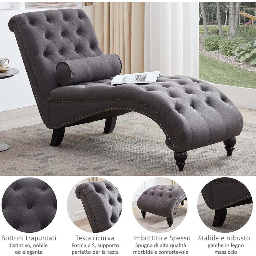 Shally Dogan Poltrona Chaise Lounge in ergonomischem Stoff, luxuriöser Reclinierer für Wohnzimmer, Lounge, Zuhause, Büro, hochdichter ergonomischer Polster und Lendenkissen