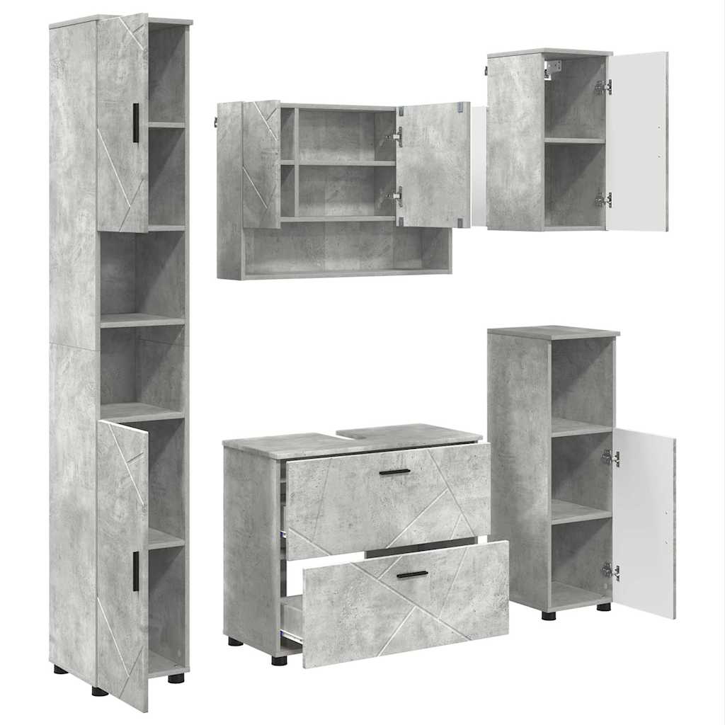 Badezimmermöbel Set mit Regal 5 pcs Betongrau 30 x 35 x 192 cm
