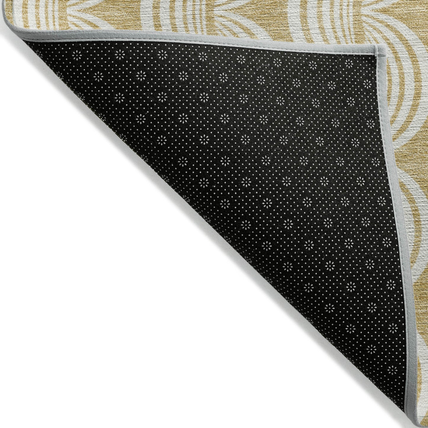 8' X 10' Gold And Beige Ogee Washable Indoor Outdoor Area Rug