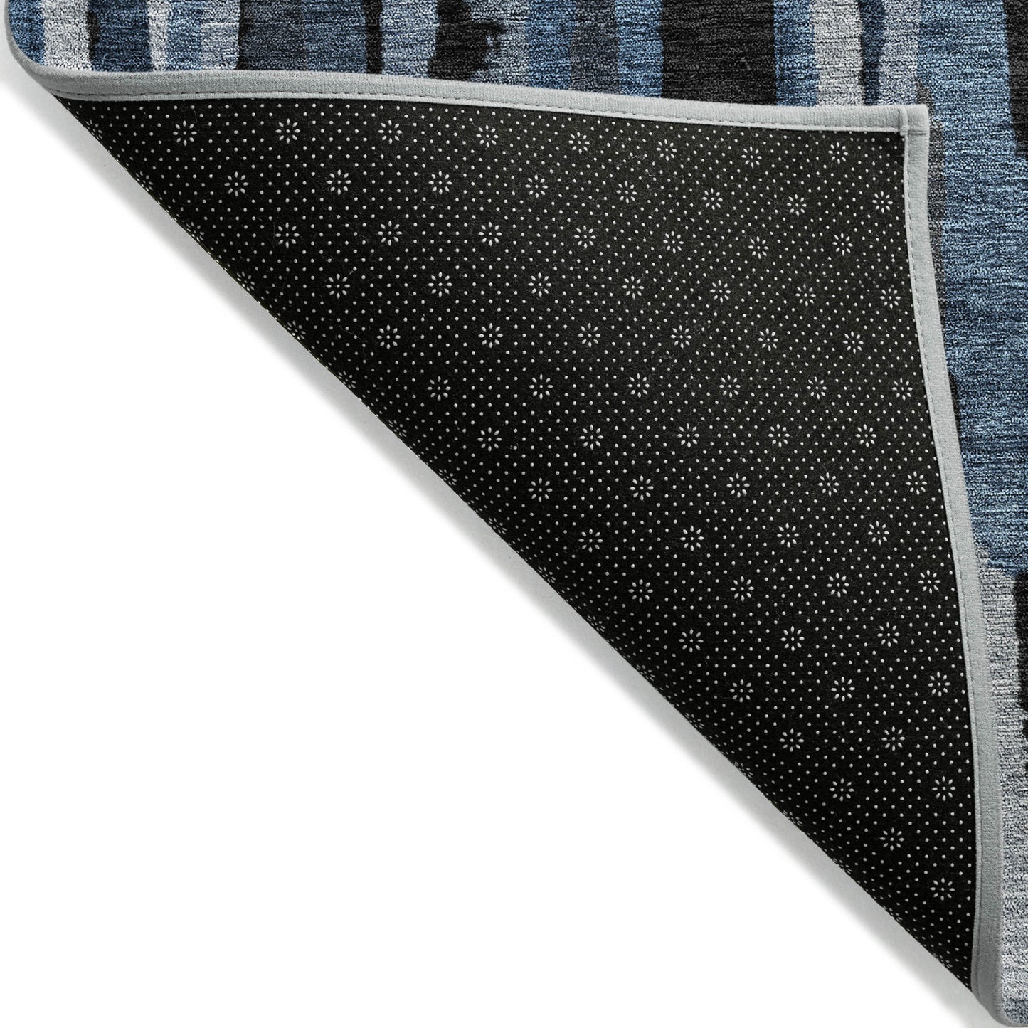3' X 5' Blue Black And Gray Striped Washable Indoor Outdoor Area Rug