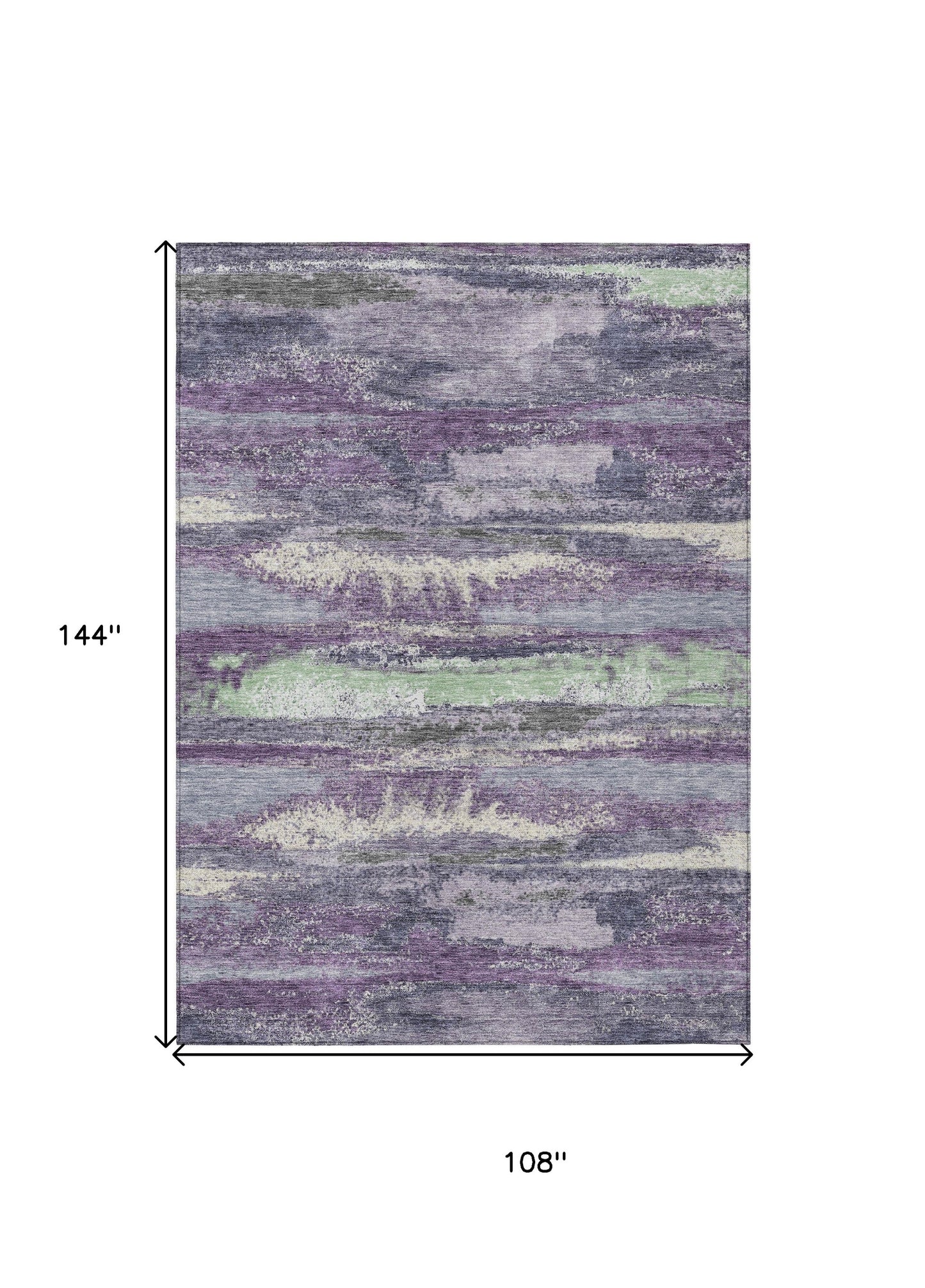 9' X 12' Purple And Lavender Abstract Washable Indoor Outdoor Area Rug