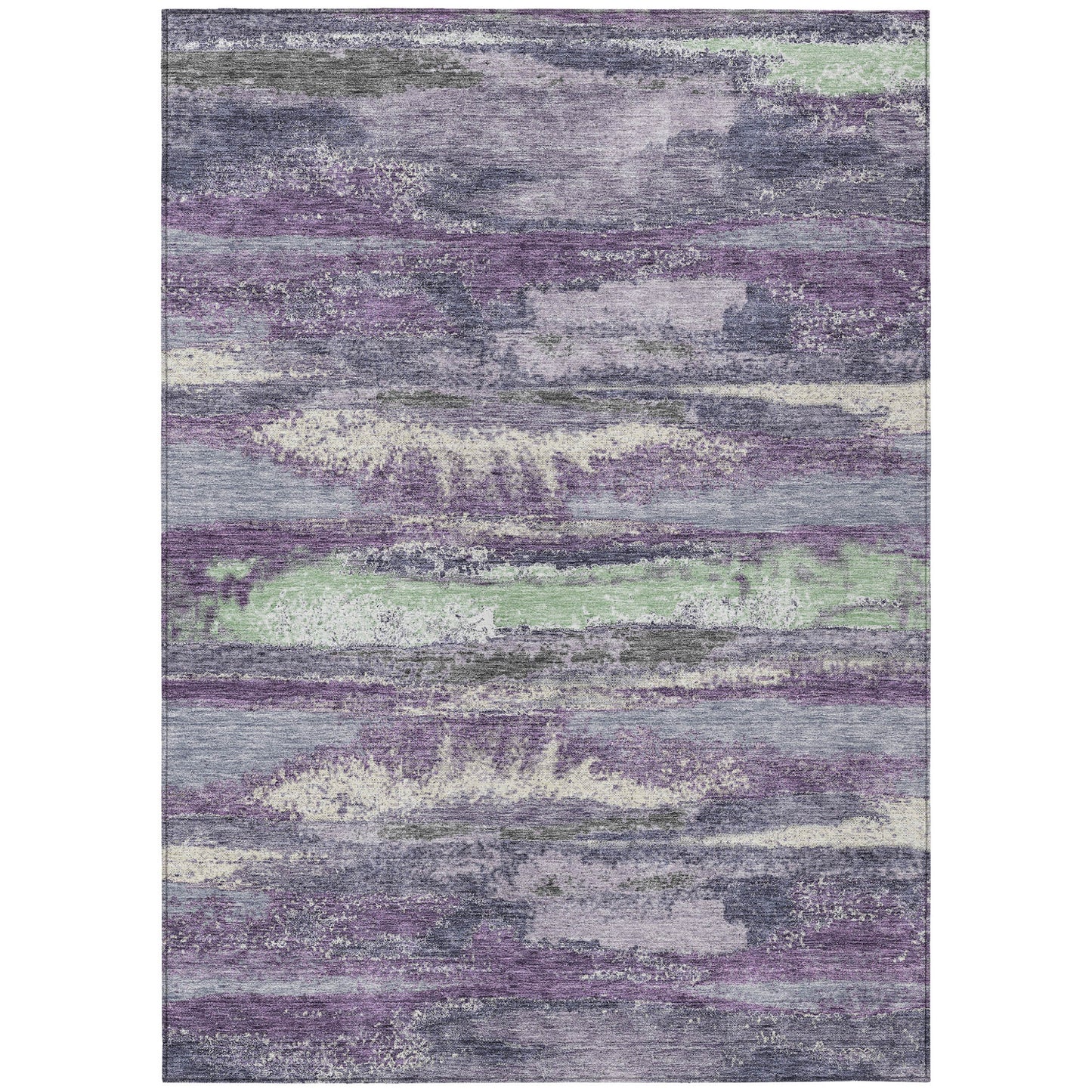9' X 12' Purple And Lavender Abstract Washable Indoor Outdoor Area Rug