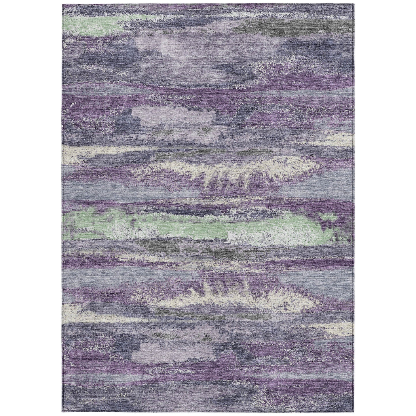 9' X 12' Purple And Lavender Abstract Washable Indoor Outdoor Area Rug