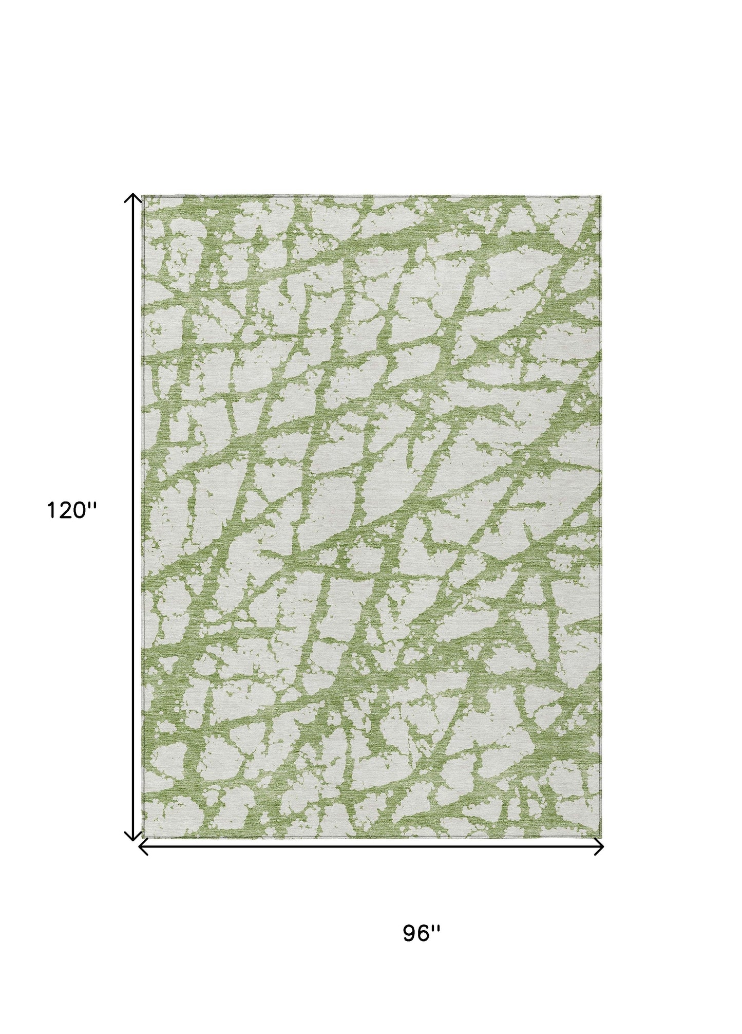 8' X 10' Green And Ivory Abstract Washable Indoor Outdoor Area Rug
