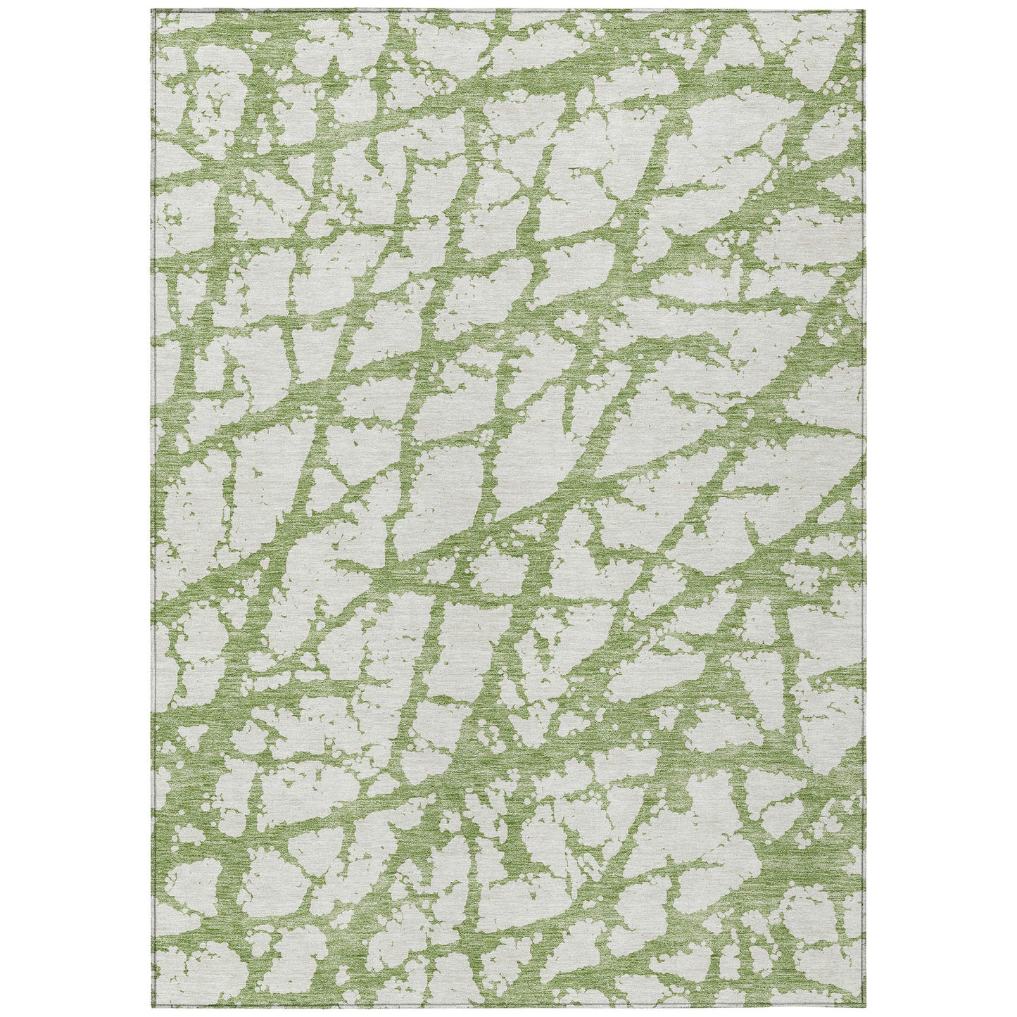 8' X 10' Green And Ivory Abstract Washable Indoor Outdoor Area Rug