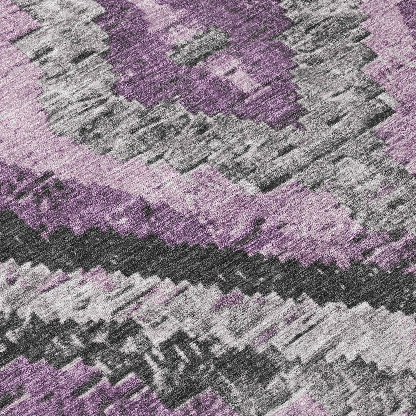 8' Lavender And Gray Round Aztec Washable Indoor Outdoor Area Rug
