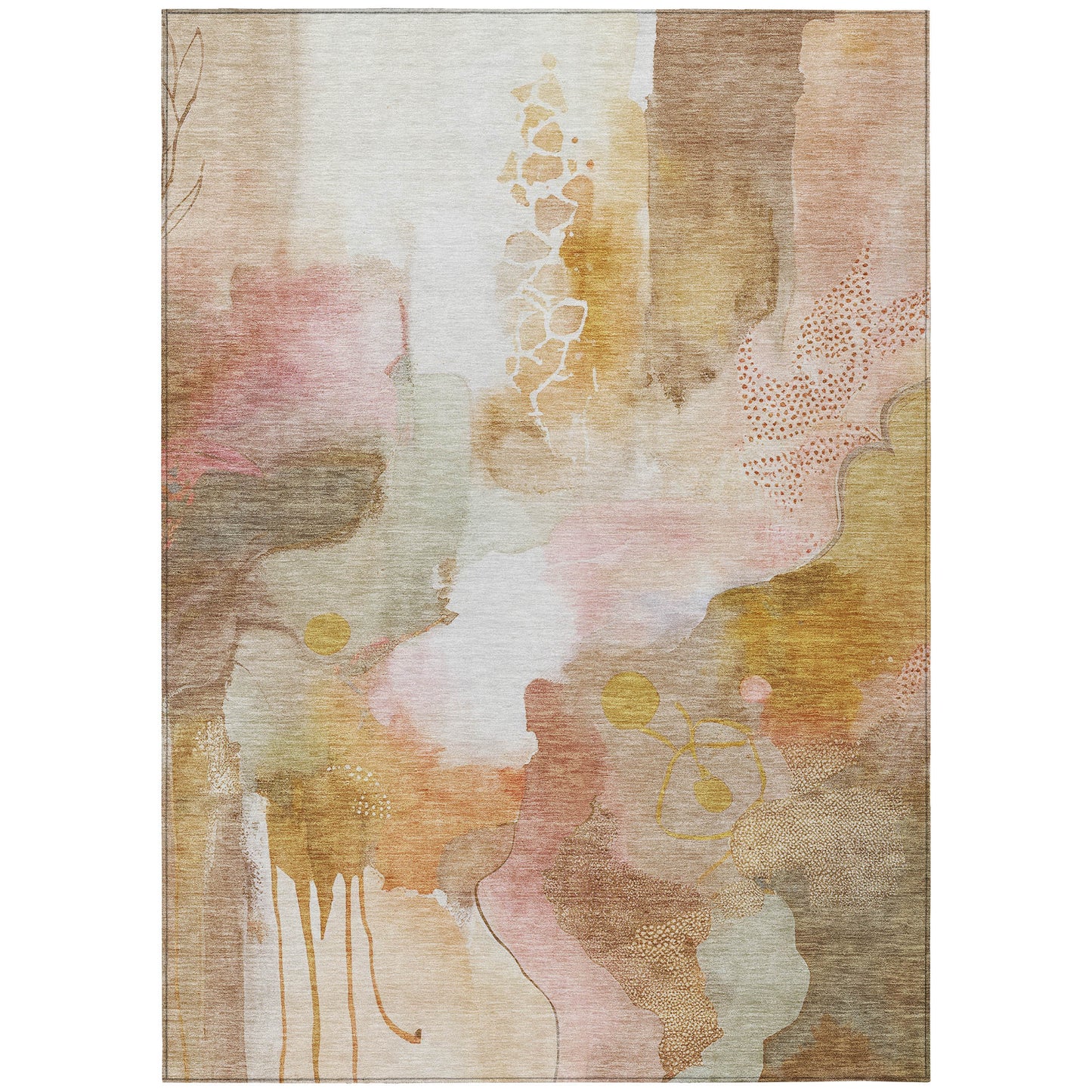 5' X 8' Mauve Copper And Ivory Abstract Washable Indoor Outdoor Area Rug