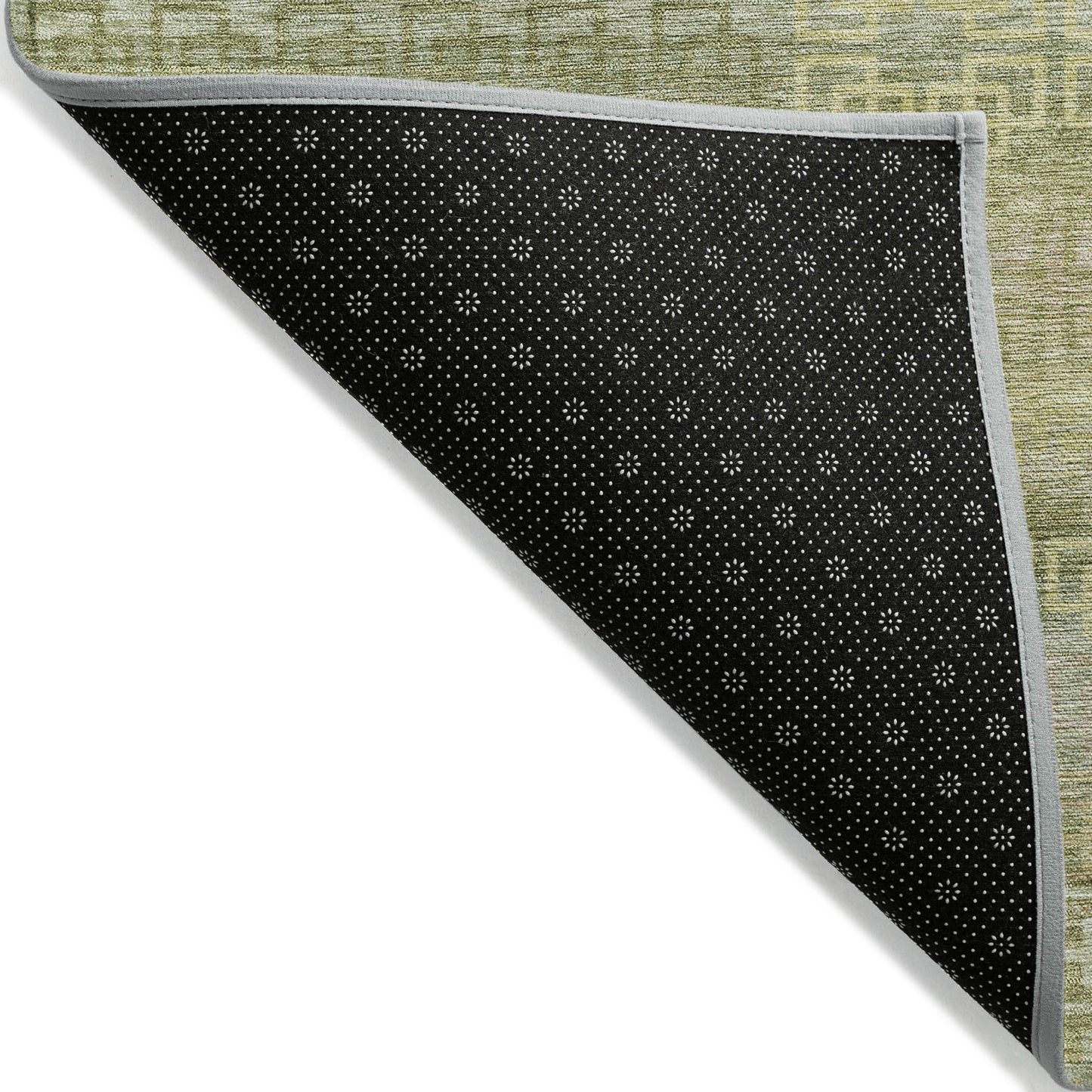 8' Sage And Gold Round Striped Washable Indoor Outdoor Area Rug