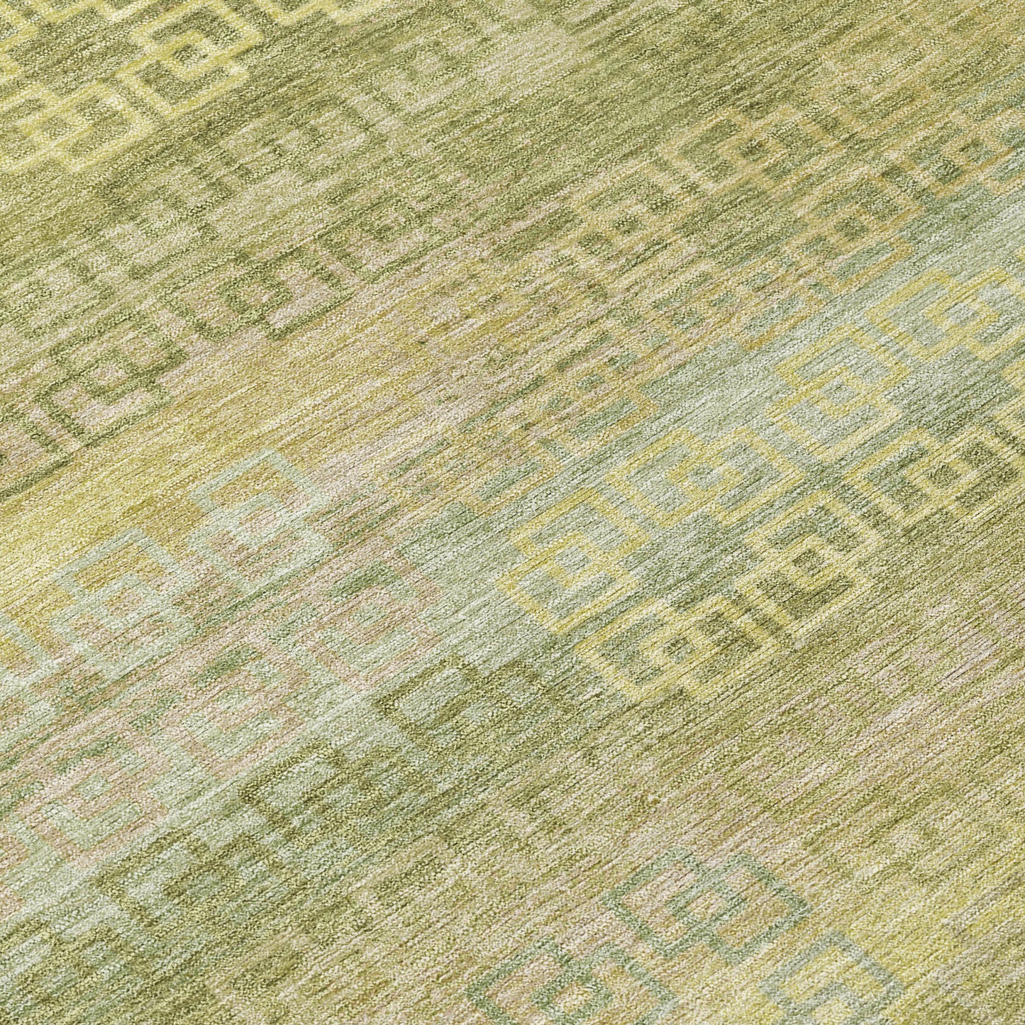8' Sage And Gold Round Striped Washable Indoor Outdoor Area Rug