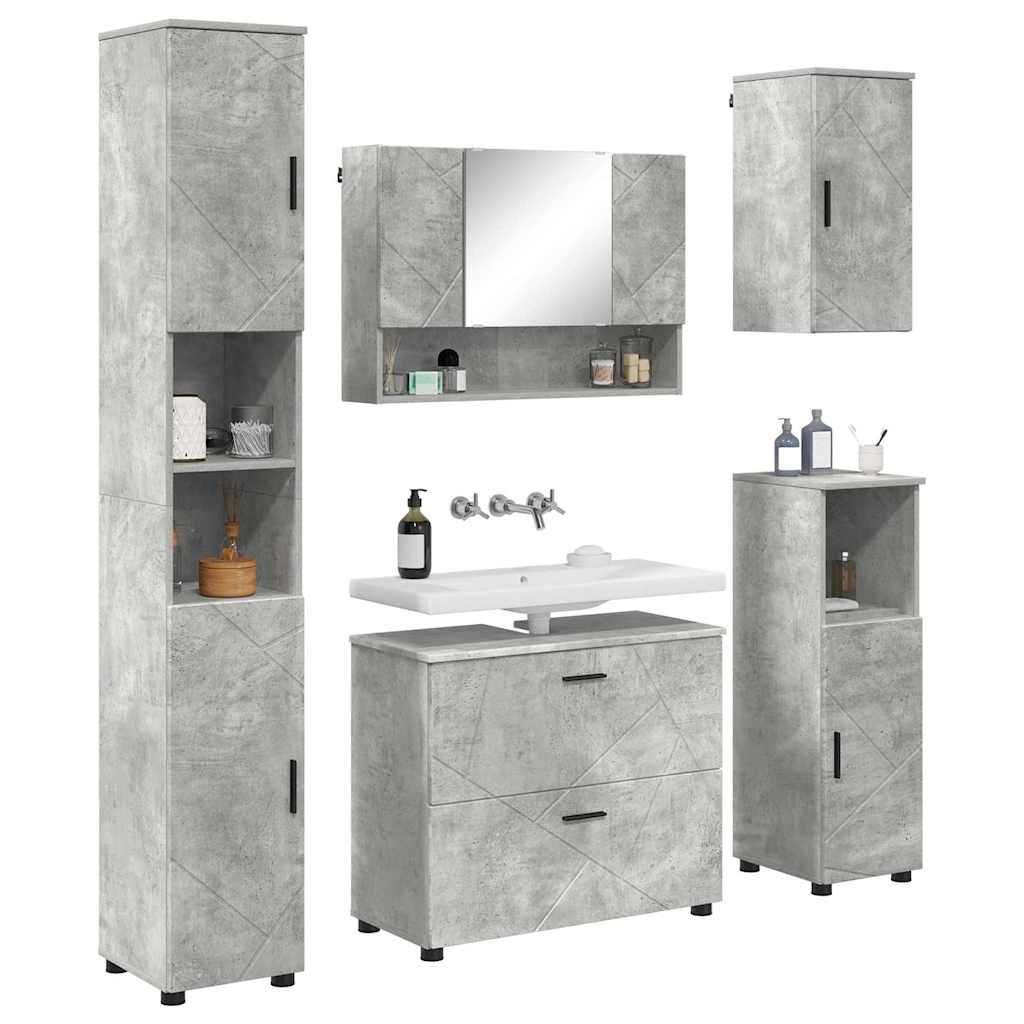 Badezimmermöbel Set mit Regal 5 pcs Betongrau 30 x 35 x 192 cm