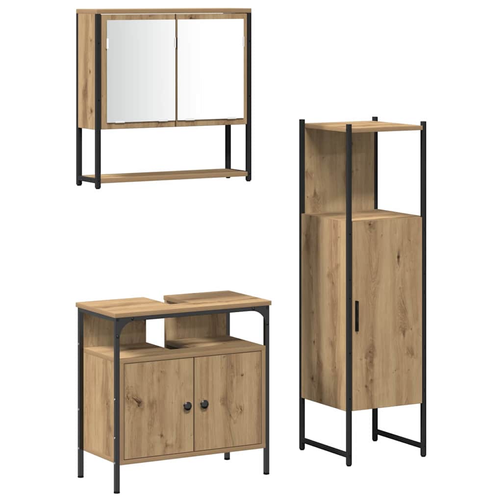 Bathroom furniture set with storage 3 pcs Brown 33 x 33 x 120.5 cm
