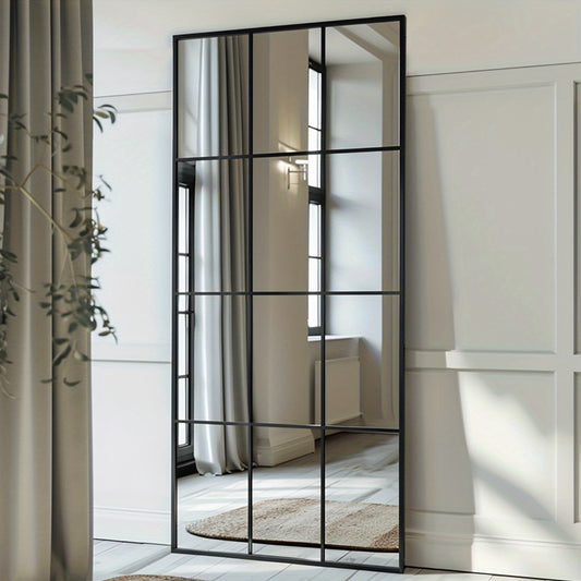 60,96x165,1 cm Ganzkörper-Spiegel - Modernes Fensterdesign mit vertikalen Schwingen, Großer Spiegel für Badezimmer/Schlafzimmer/Eingangsbereich, Platzsparende Wand- oder Hängemontage, Kein Strom benötigt, Wohnzimmer, Schlafzimmer, Flurdekoration, Elegant