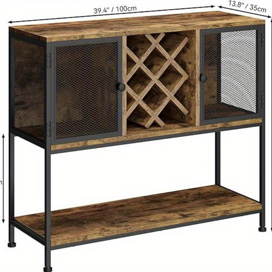 120x60cm Minimalistischer Beistelltisch - Moderner Metallrahmen & Multifunktionaler Couchtisch/Esszimmer-Schrank mit Glastür, Retro Nordischer Stil Platzsparendes Möbel für Wohn- und Esszimmer, Einfache Montage, Zeitgenössisches Design, Naturholzoptik