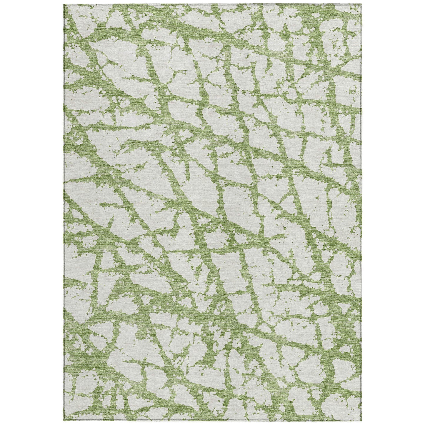 8' X 10' Green And Ivory Abstract Washable Indoor Outdoor Area Rug