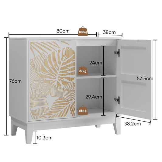 Modernes Sideboard mit Blattschnitzerei – Großzügiger Stauraum, MDF, multifunktional für Wohnzimmer, Küche & Flur