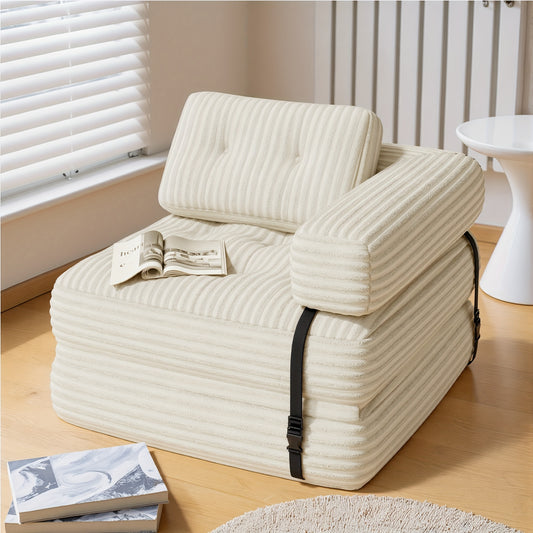 2-in-1 Einzel-Sessel Sofa mit L-förmigem Rückenlehne & Rutschfester Basis - Modernes Sofa Bett mit Kissen, Platzsparendes Design für Wohnzimmer, Schlafzimmer