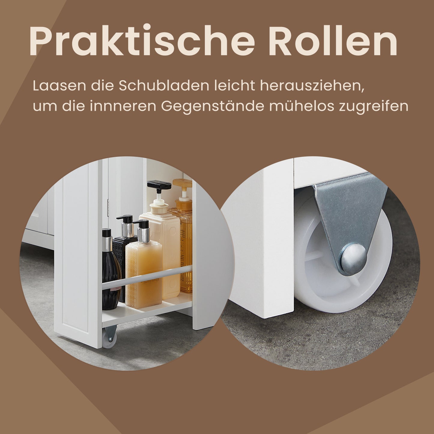 Badezimmerschrank klein, Badschrank schmal, 40 x 18 x 70 cm, Kleiner Schrank für Toilettenpapier, Toilettenschrank mit Schubladen, Aufbewahrungsschrank stehend, weiß, Taubengrau