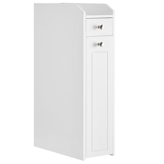 Badezimmerschrank klein, Badschrank schmal, 40 x 18 x 70 cm, Kleiner Schrank für Toilettenpapier, Toilettenschrank mit Schubladen, Aufbewahrungsschrank stehend, weiß, Taubengrau