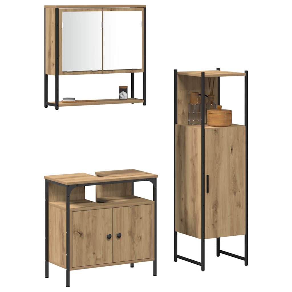 Bathroom furniture set with storage 3 pcs Brown 33 x 33 x 120.5 cm