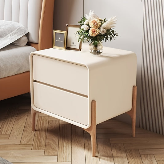 1 Stück Modernes Minimalistisches Weißer Softwood Nachttisch - Schmal Zwei-Etagen Beistelltisch mit Oberem Fach & Unterregal, Platzsparende Aufbewahrung für Kleine Schlafzimmer, Zimmer, Wohnheime - Einfache Türfreie Design (Kein Montage Erforderlich), Na